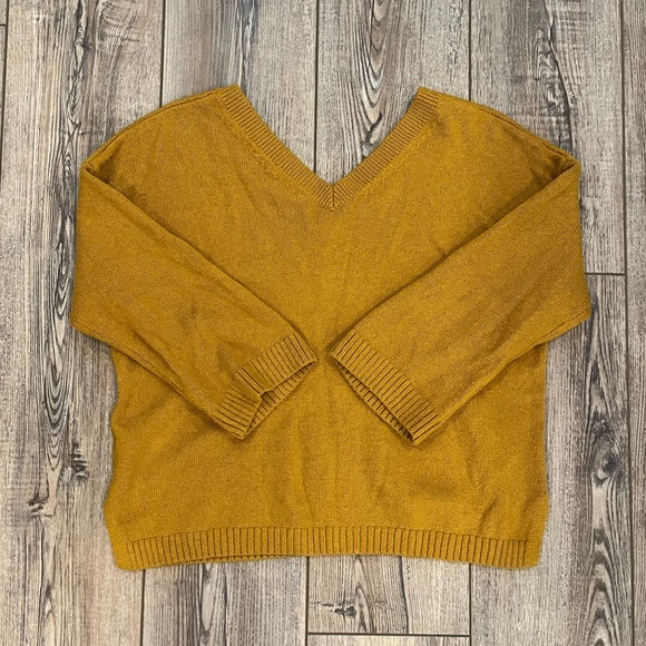 Madewell Double V Neck Pullover Dolman Wide Sleeve Sweater Egyptian Gold XS - Picture 3 of 7